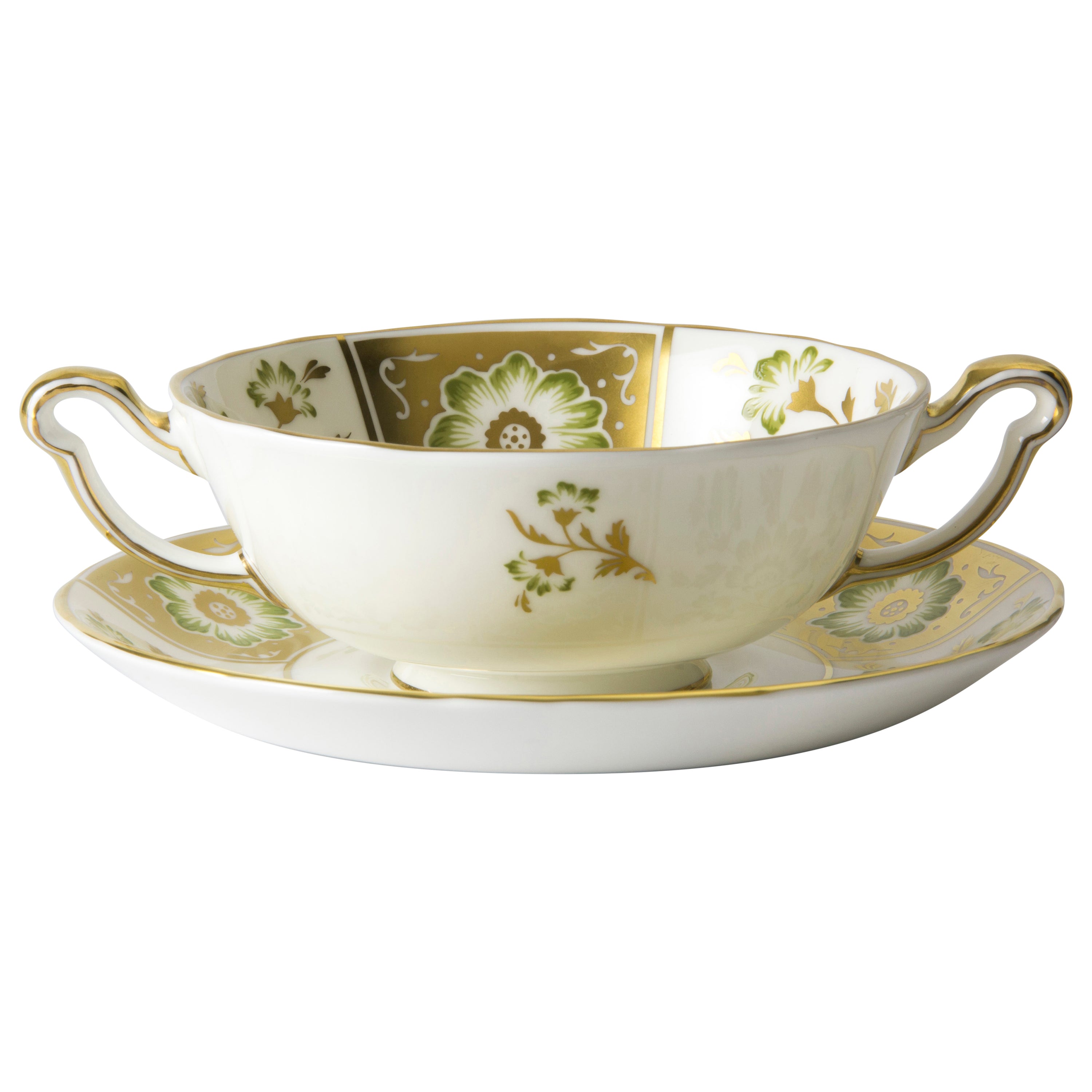 ダービーパネル グリーン クリームスープカップ&ソーサー(340ml)