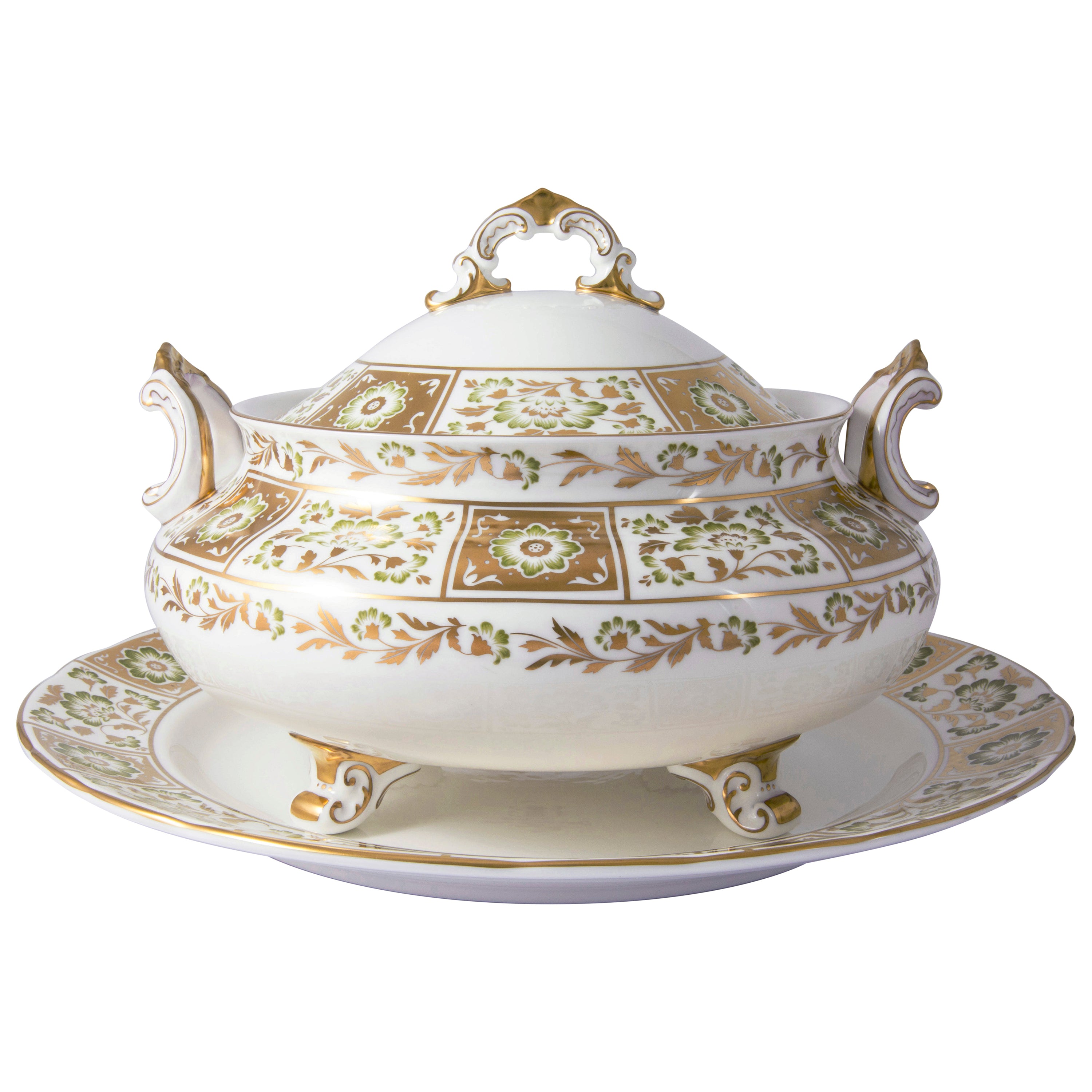 ダービーパネル グリーン スープ深皿＆ソーサー(3700ml) ロイヤルクラウンダービー