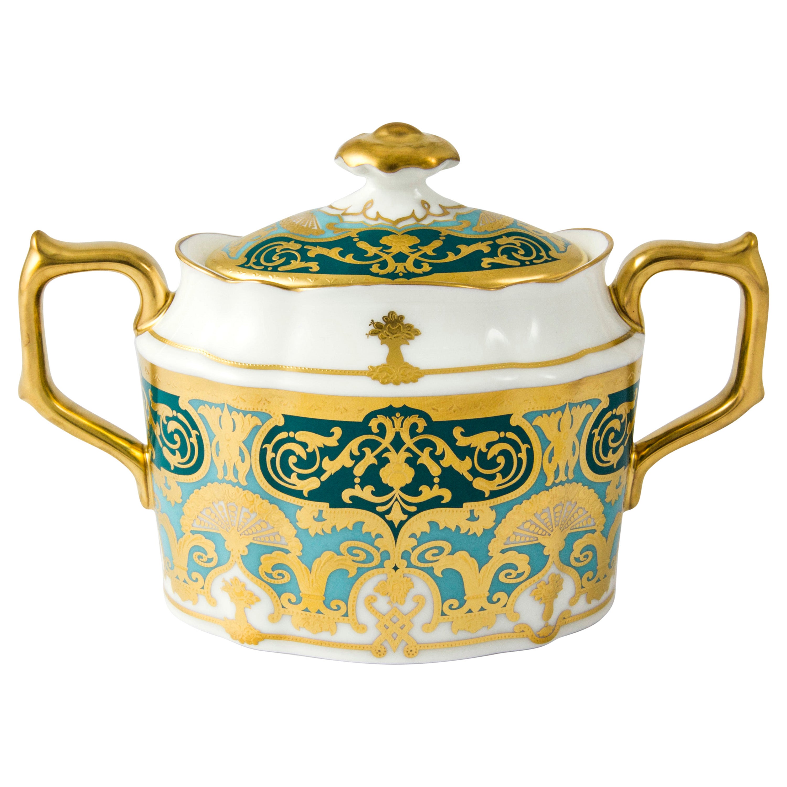 ヘリティッジ グリーン&ターコイズ 蓋付き砂糖入れ(315ml)