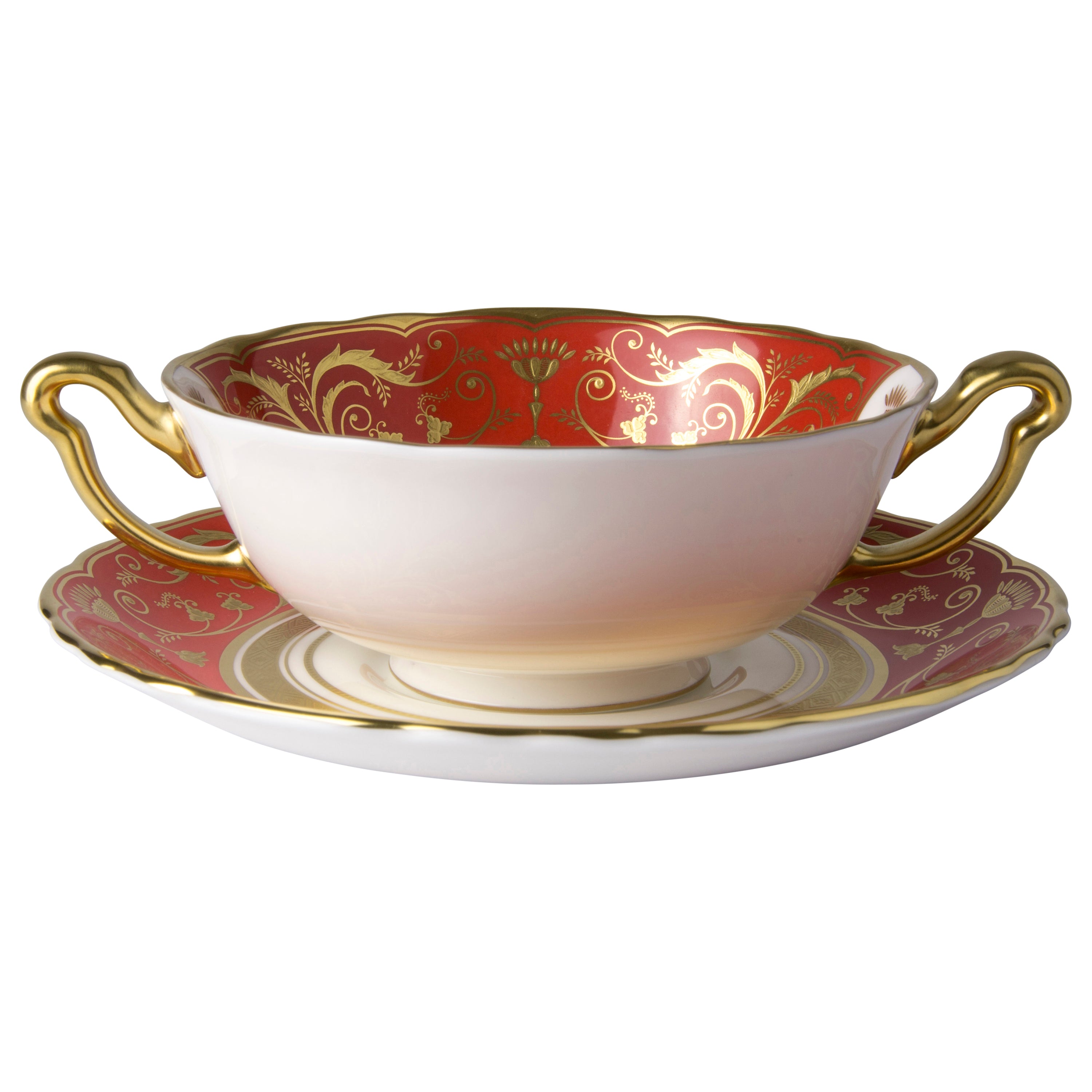 リージェンシー レッド クリームスープカップ&ソーサー(340ml)