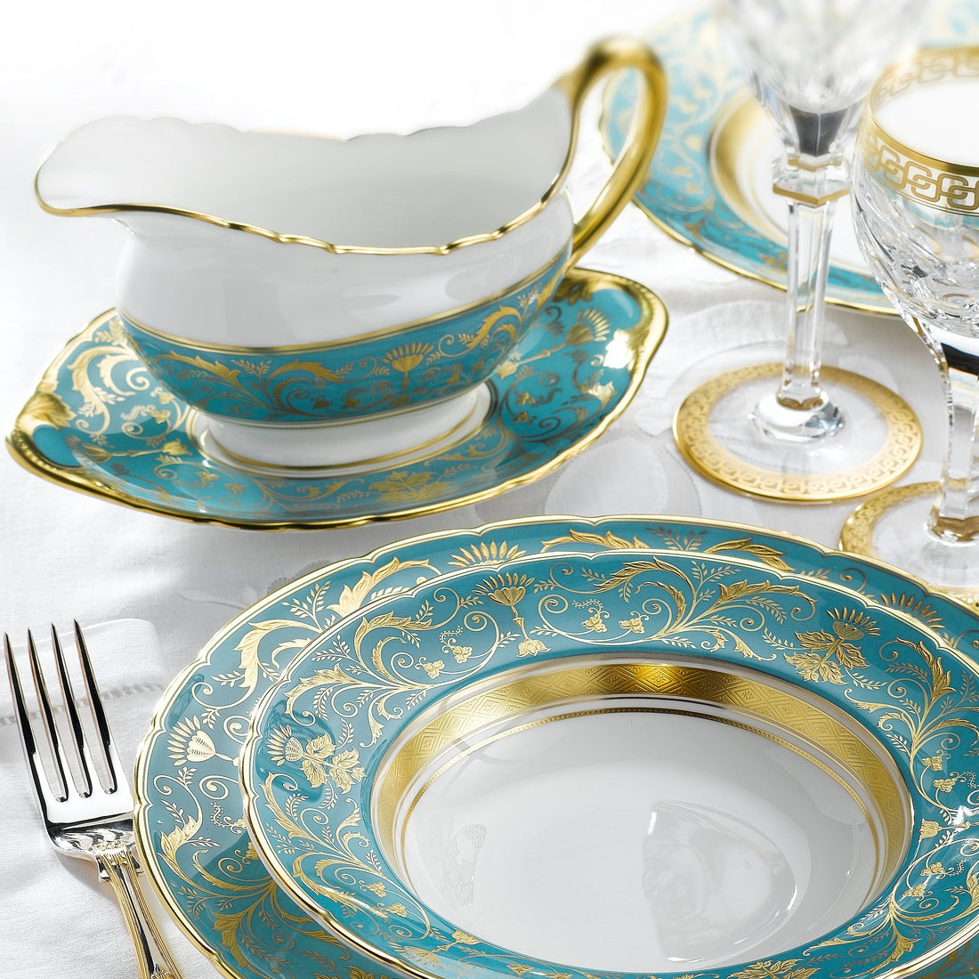 リージェンシー ターコイズ ソースボート&スタンド(455ml)